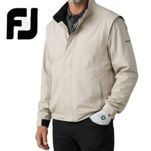 Dryjoys By Footjoy Men’s Golf Windbreaker Tan Black Full Zip Wind/Rain Jacket XL